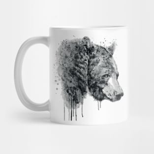 Bear Head Black and White Mug